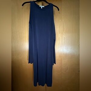 Eri + Ali Anthropologie cold shoulder blue cupro midi dress size S